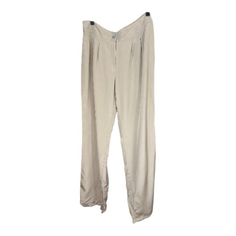 Vtg Louben Canada women’s silk wide leg pleat front Cream Pants